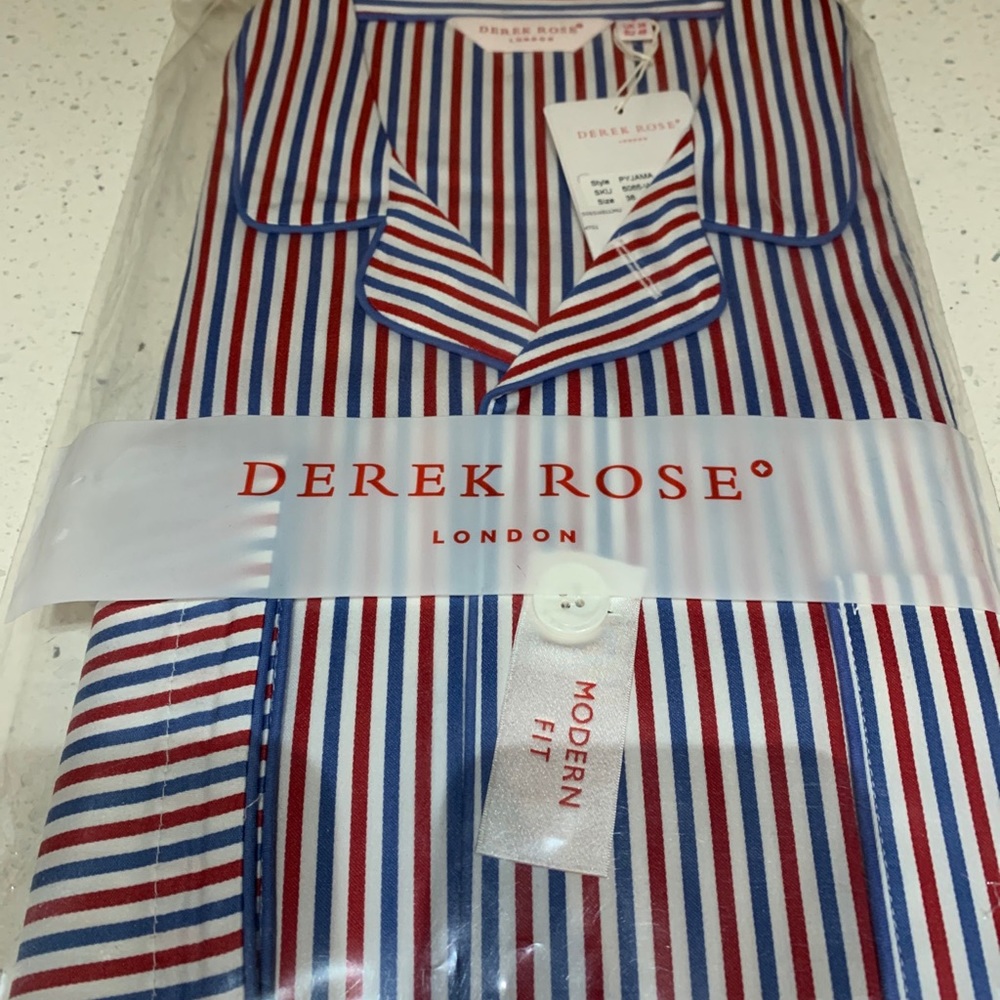 NWT Derek Rose Cotton Striped Pajama Set (size 38)